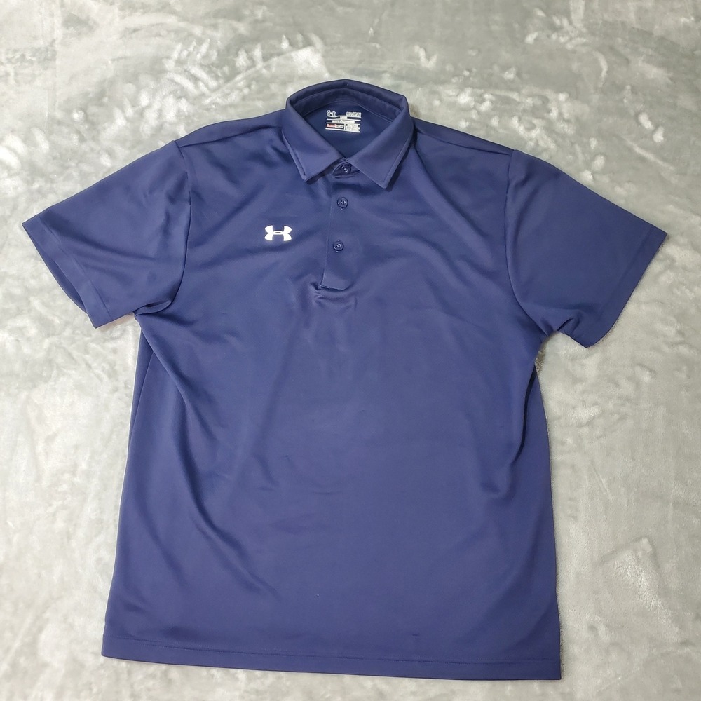 Under Armour Mens HeatGear Performance Polo Shirt Navy Blue Loose Medium Golf